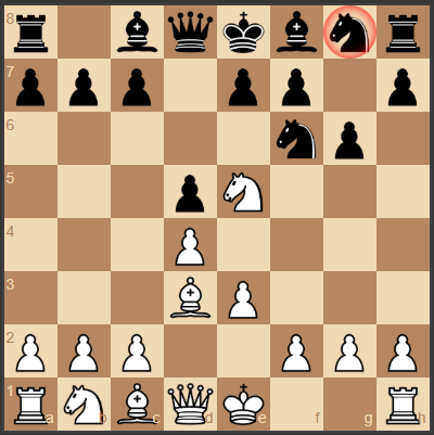 Opening moves, white has placed Black Berserker (red halo on G8)